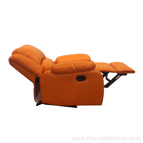 Orange Color Reclining Cheap Leather Single Sofa